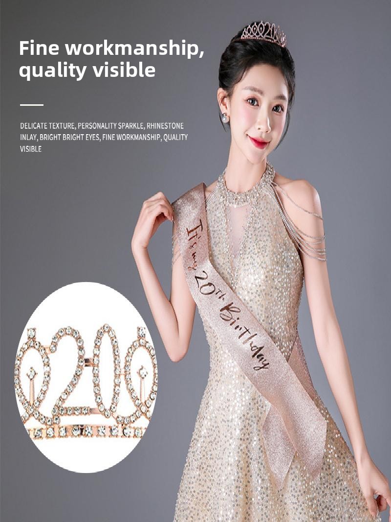 Şampanya Altın Işıltılı Taç Ku - Birthday Sash Glitter incelemesi ve fiyatı