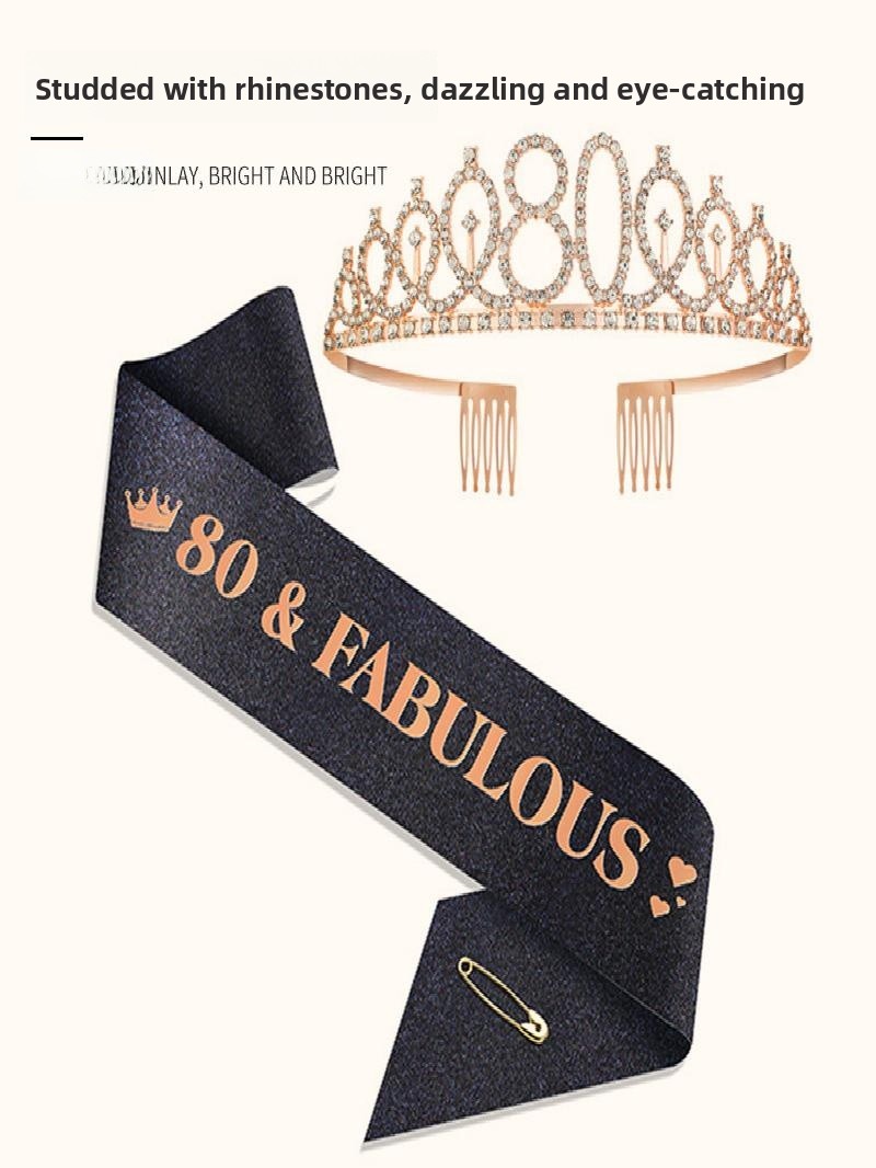 Şampanya Altın Işıltılı Taç Ku - Birthday Sash Glitter incelemesi ve fiyatı